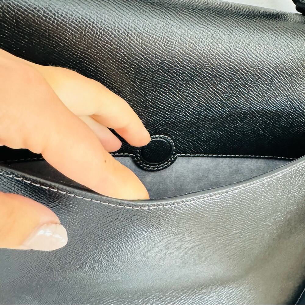 COACH Graham Flap Brief Black Leather Travel Shoulder Bag Briefcase Suede Lined - Picture 8 of 15
